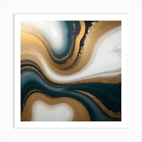 Gold And Black Swirls Art Print