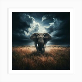 Elephant In A Stormy Sky Art Print