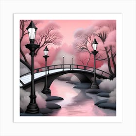 Bridge In The Park Landscape 9 Art Print
