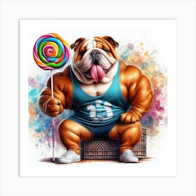 Bulldog Beast With Lollipop 2 Art Print