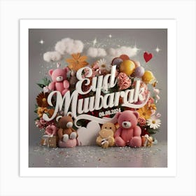 Eid Mubarak card with bouquet 1 Art Print