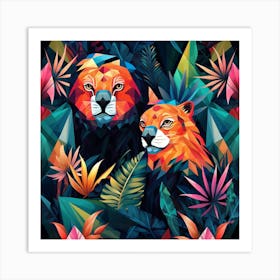 Two Lions In The Jungle Art Print