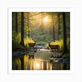 Deer In The Forest art print 2 Art Print