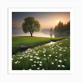 Sunrise In The Meadow 2 Art Print