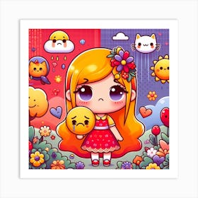 Emoji Girl 7 Art Print