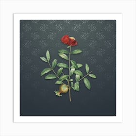 Vintage Pomegranate Botanical on Slate Gray Pattern n.0812 Art Print