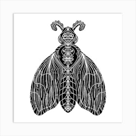 Moth linocut stylized 1 Art Print