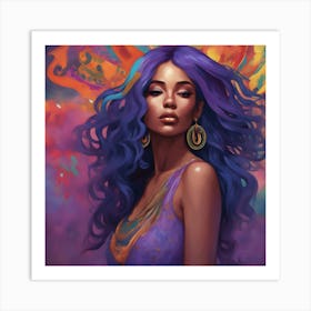 Purple Haired Girl Art Print