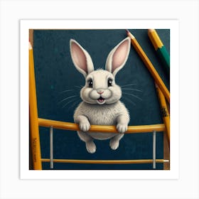 Rabbit On A Balance Beam Art Print