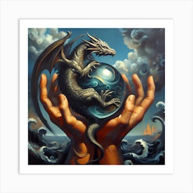 Dragon on Orb Art Print