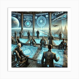 A Detailed Futuristic Scene Depicting The Guildmas Art Print