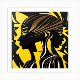 Two Women In Yellow And Black 2 Art Print