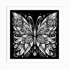 Black And White Butterfly Art 3 Art Print