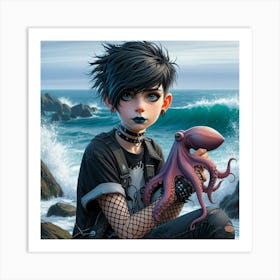 Octopus Girl Art Print