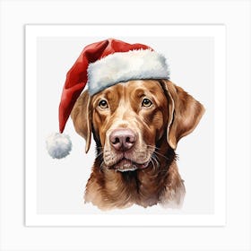 Santa Dog Art Print