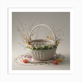 Basket With Flowers 3 Art Print