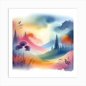 Watercolor Landscape Painting 60 Art Print