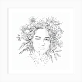 Woman With Flowers In Her Hair 2 Art Print