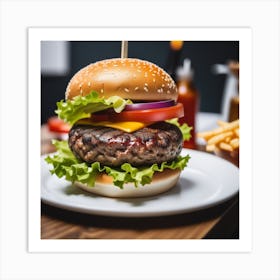 Hamburger On A Plate 50 Art Print