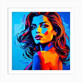 Abstract Retro Neon Colors Picasso Of Female Art Print