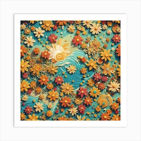 3d Flower Pattern Art Print