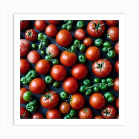 Tomatoes On A Black Background 2 Art Print