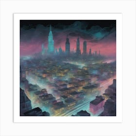 Cityscape At Night Art Print