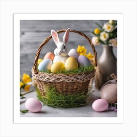 Easter Basket With Eggs Art Print