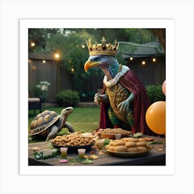 King Of The Birds In The Party Approaching Tortoise Looking Stern And Disapproving (2) Art Print
