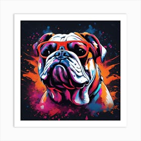 Bulldog With Red Sunglasses Art Print