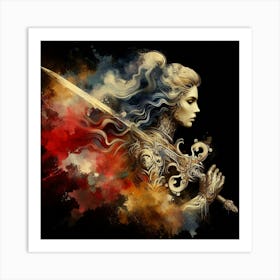 Warrior Woman With Sword Art Print