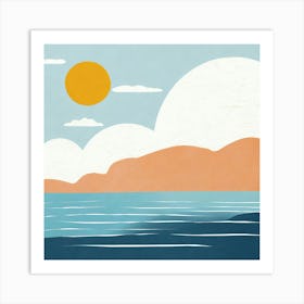 Sky, Sea, Beach, Geometric Abstract Art, Art Print Art Print