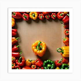 Colorful Peppers In A Frame 21 Art Print