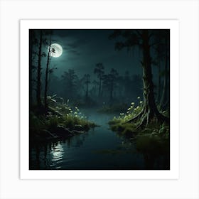 Full Moon In The Forest 8 Art Print