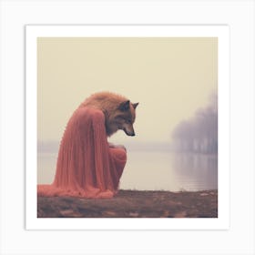 Wolf In Pink Dress Art Print