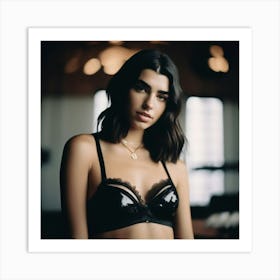 dua lipa in black bra portrait Art Print