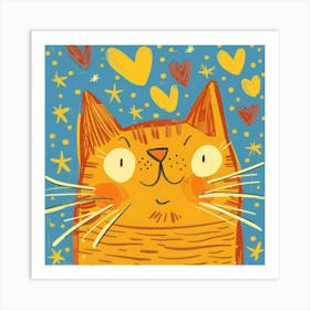 Cat With Hearts Art Print