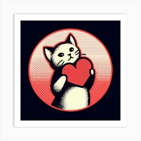 Cat Holding Heart 3 Art Print