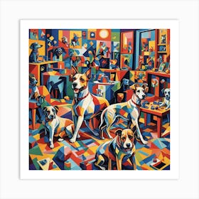 Dogs Playing Together Art Print