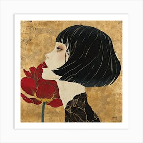 Oneeline42 Korean Art Painting Of A Flower With A Gold Backgr 07792790 2de9 4996 A657 541589d5afdc 2 ١٠٥٦٤٣ Art Print