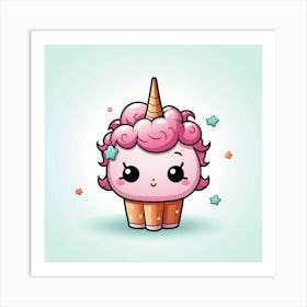 Cute Unicorn Cupcake Art Print