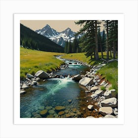 Stream In The Mountains 3 Art Print