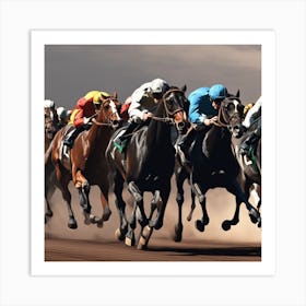 Jockeys Racing Horses 12 Art Print