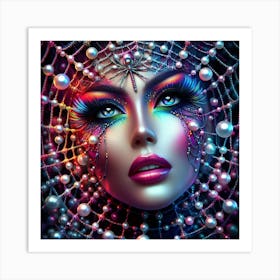 Beautiful Woman With Colorful Makeup Art Print