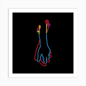 Two Hands Square Art Print