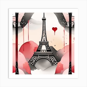 Paris Eiffel Tower textured Monochromatic 1 Art Print