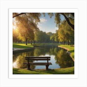 Park Bench In The Park Art Print