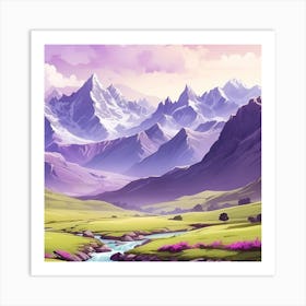 Landscape With Mountains Art Print