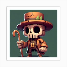 Game Art Skeleton In Hat Art Print