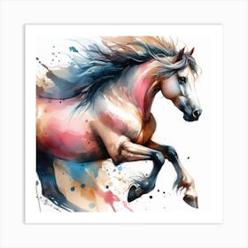 Horse In Motion, Horse Watercolour Art Print 3 Art Print